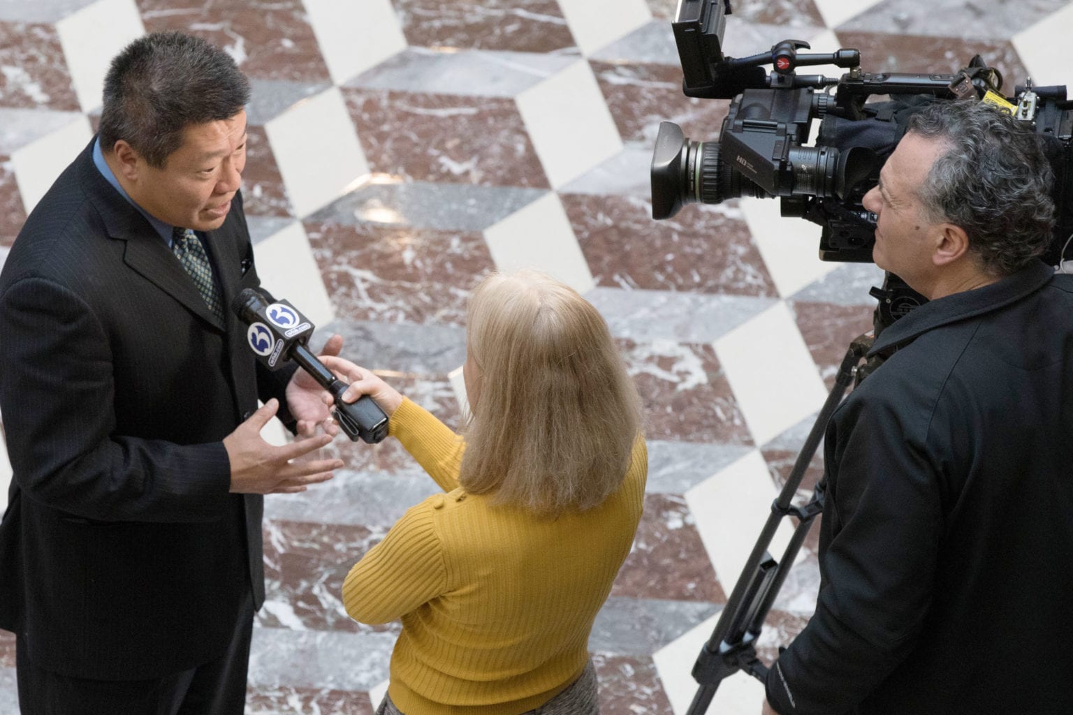State Senator Tony Hwang talks to reporters following the announcement of a possible third tribal casino in East Windsor, CT. Hartford, CT 2-27-2017.