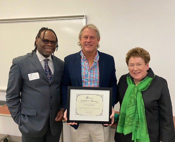 Senator Kevin Witkos (Center) poses with Northwest CT Chamber of Commerce President JoAnn Ryan (R) and Government Relations Committee Chairman Jacque Williams (L) 