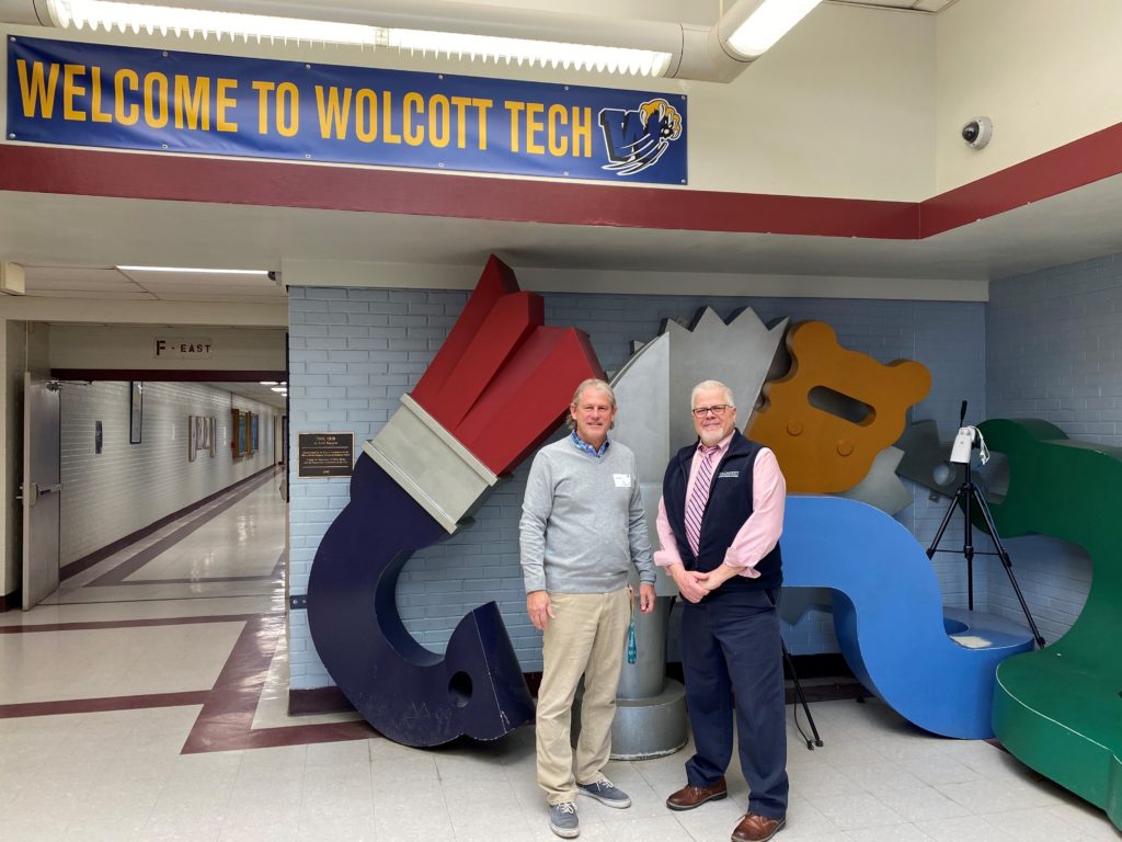 Senator Kevin Witkos (Left) stands with Oliver Wolcott Technical High School Principal Richard Shellman (Right) 